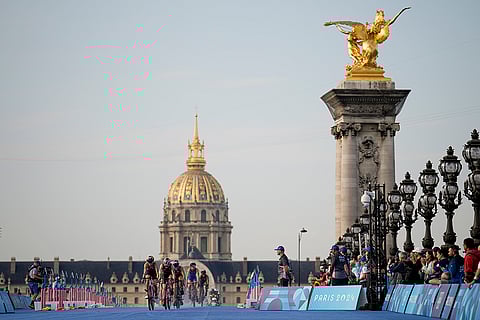 Bike leg of the women's triathlon competition